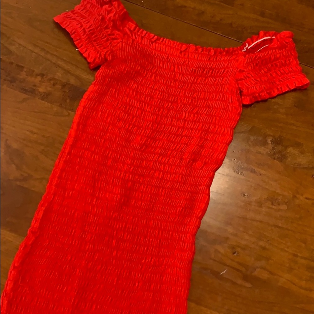Red ruched dress, La hearts